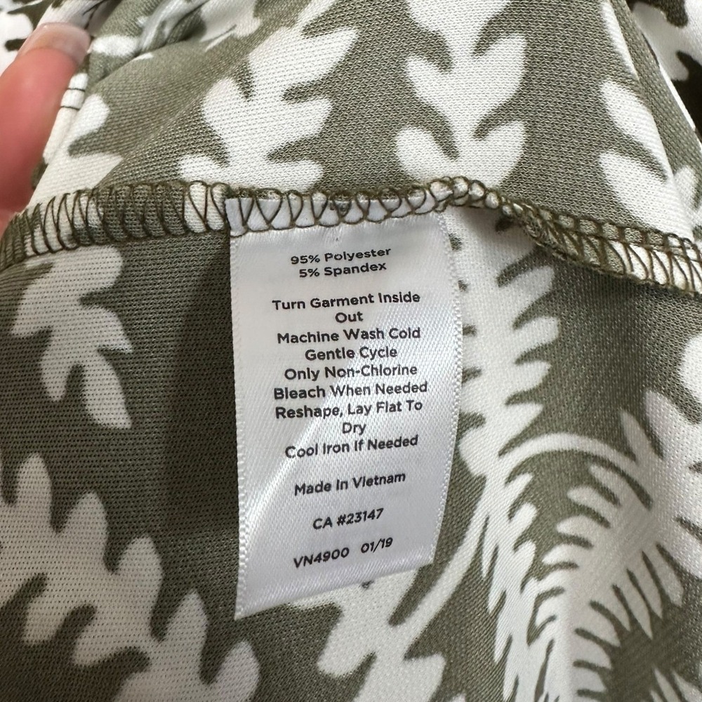 Talbots Botanical maxi shirtdress Sleeveless V Neck Olive Green Fern Large - Picture 5 of 7